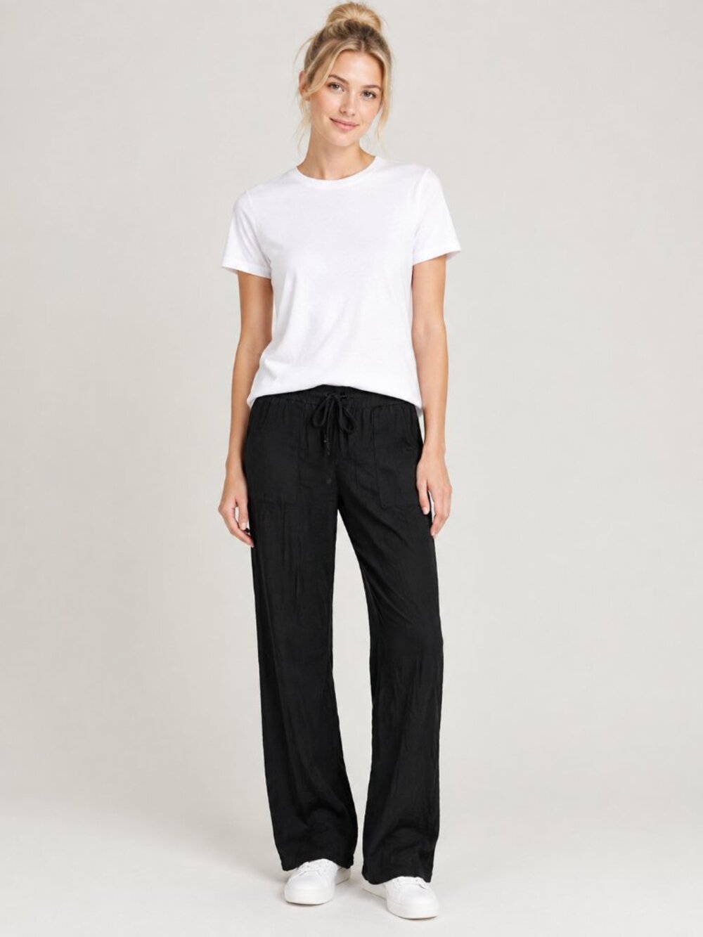 2/$30 Lucky Brand Drawstring Lounge Pants Patch Pockets Black Small #A4440